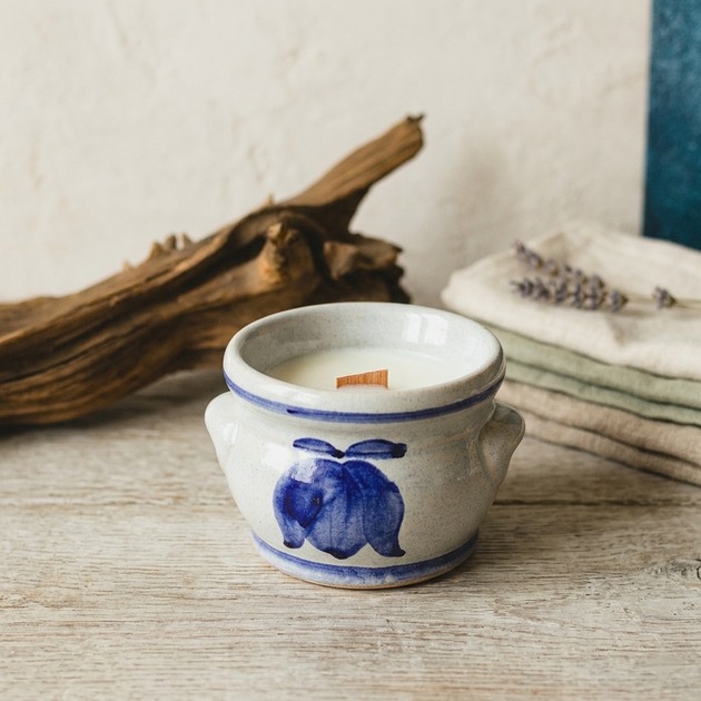 świeczniki i świece Świeca sojowa w rustykalnej ceramice