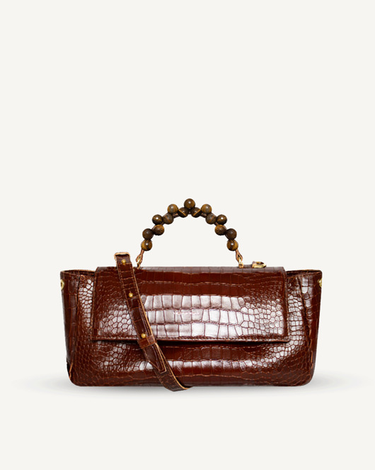 torby na ramię "Audrey Baguette" fasetowane tygrysie oko