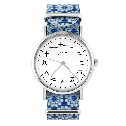 zegarki unisex Zegarek - Kanji - niebieski, kwiaty