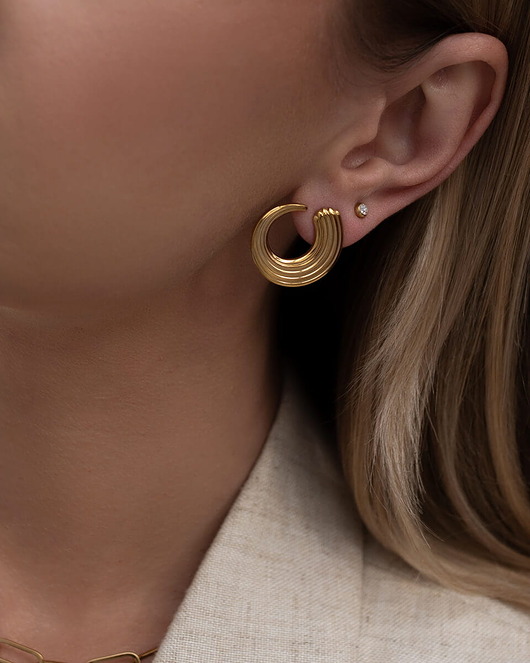 kolczyki pozłacane Złote kolczyki spiralne ze stali chirurgicznej premium Paraiso Syrra