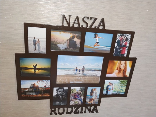 ramki na zdjęcia Multirama ramka na zdjęcia z napisem Nasza Rodzina mdf 12 zdjęć