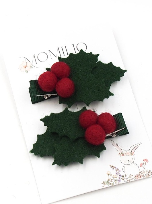 ozdoby do włosów dla dzieci Spinki do włosów gałązka ostrokrzewu ŚWIĘTA