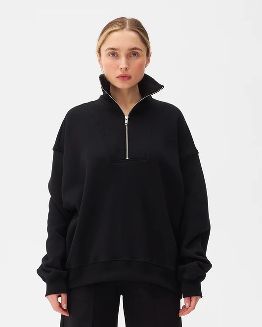 bluza bez kaptura damska CZARNA BLUZA relaxing
