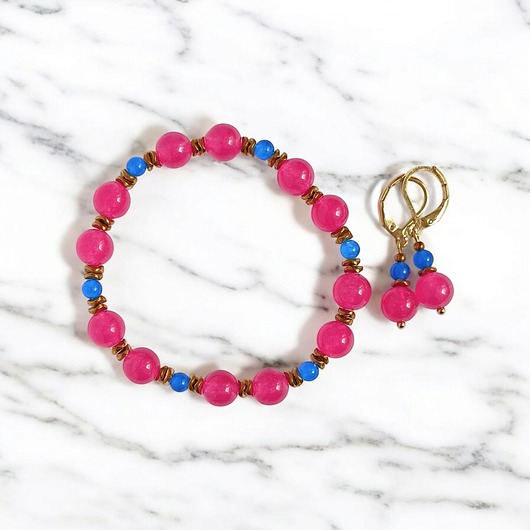 komplet biżuterii RAZEM TANIEJ! summer collection : bransoletka i kolczyki : jadeit I