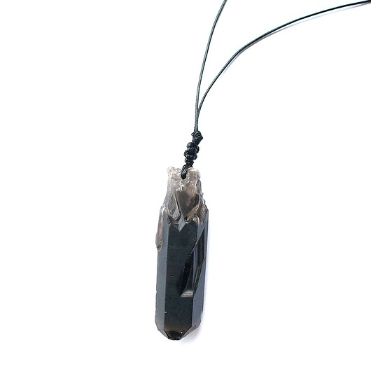 biżuteria męska Surowy Kwarc Dymny wisior długi 100 cm