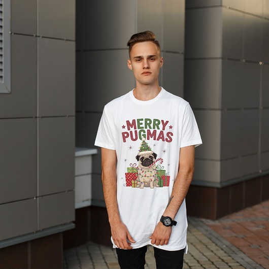 t-shirt damskie Koszulka  z nadrukiem MERRY PUGMAS