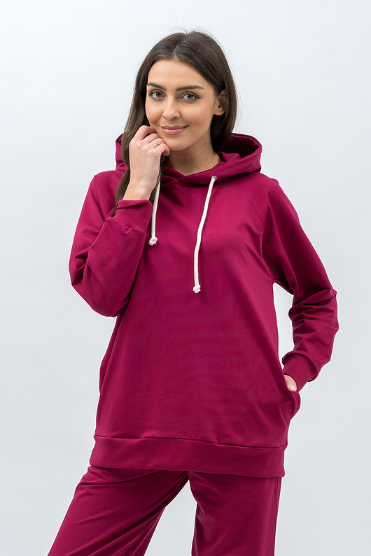 bluza z kapturem damska Bluza z kapturem  ,,SEHER" amarant