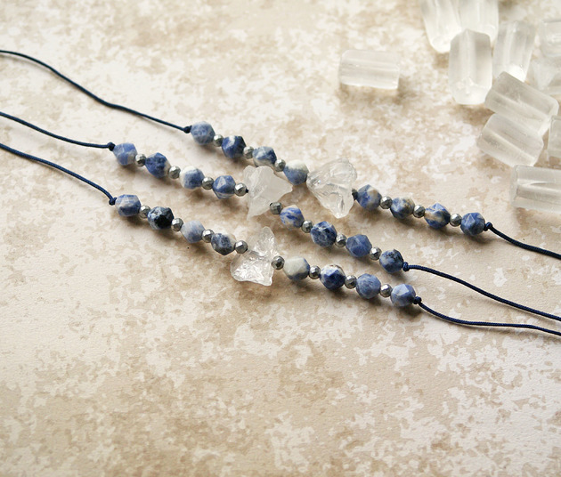 bransoletki z kamieni naturalnych Równowaga, oczyszczenie - kryształ, sodalit