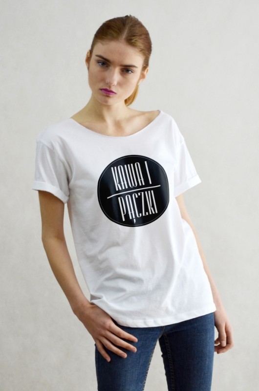 KAWA I PĄCZKI - Koszulka Oversize szeroki dekolt GAU great as You