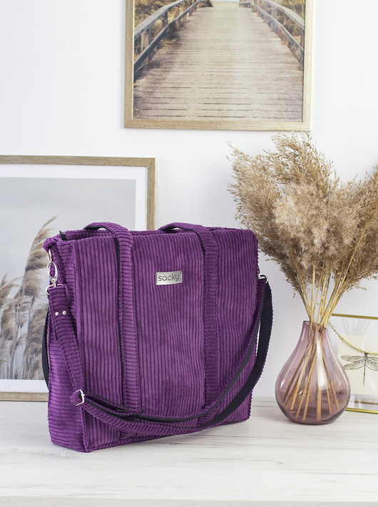 torby na ramię Sztruksowa torba shopper fiolet