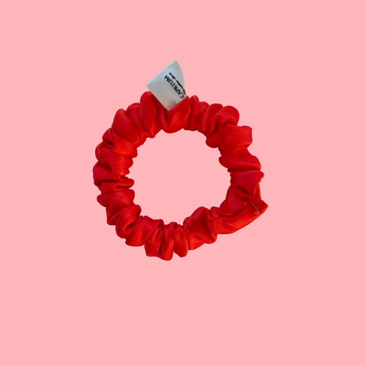 gumki do włosów Gumka jedwabna, scrunchie, gumka do włosów neonowa czerwień MINI