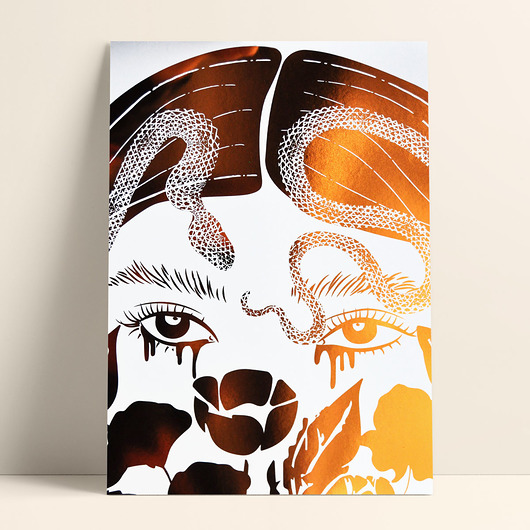 grafiki i ilustracje Plakat złocony - Snake Princess