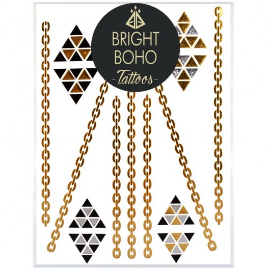 Boho Tattoos Golden Chain Set Bright Boho old
