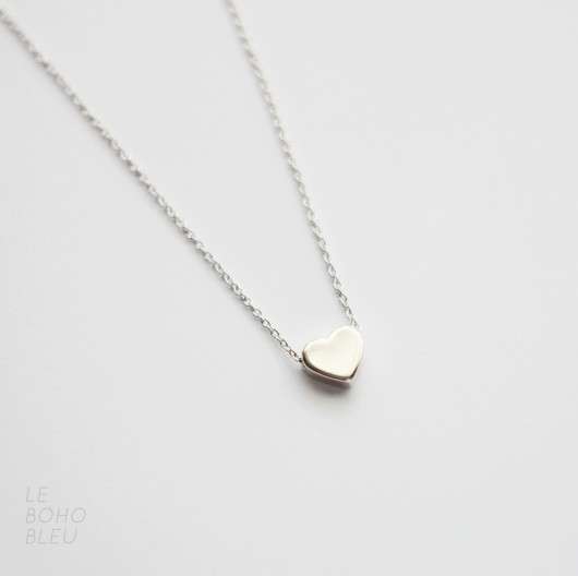 Rhodium Plated Heart Necklace Le Boho Bleu