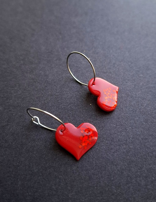 kolczyki z masy plastycznej Ecce serce no20 - kolczyki