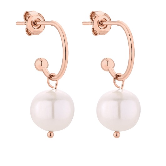 kolczyki pozłacane Kolczyki z różowego złota z naturalnymi perłami