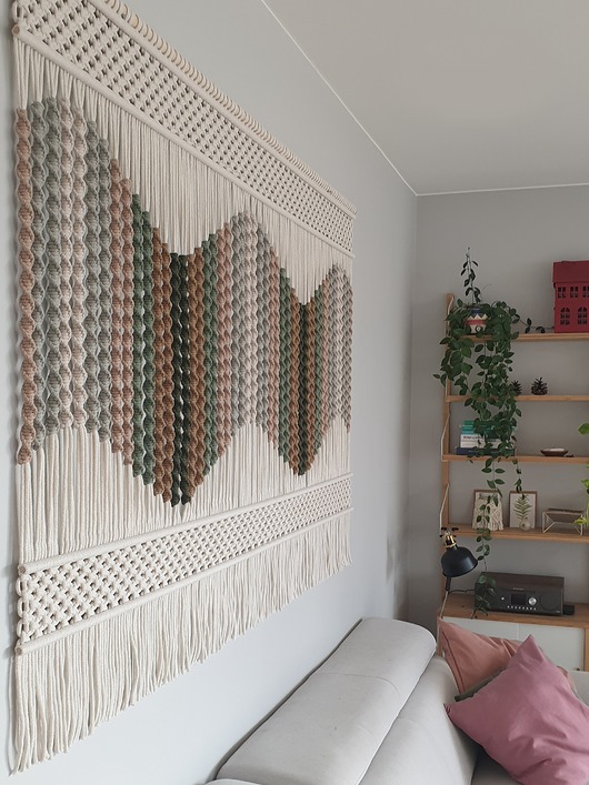 makramy Duża makrama na ścianę dekoracja ścienna
