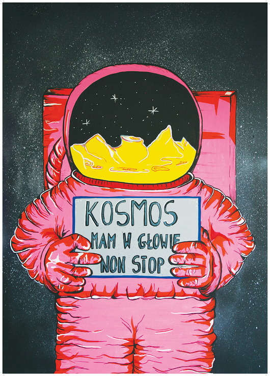 obrazy KOSMONAUTA pink