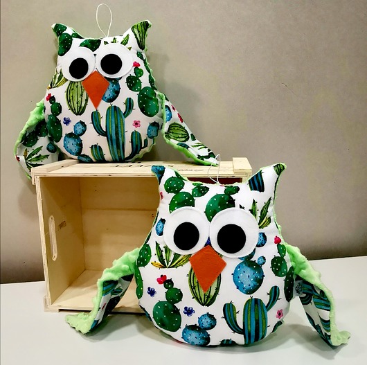 misie i maskotki Kaktusowa sowa, poduszka ozdobna