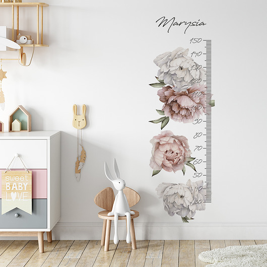 naklejki ścienne do pokoju dziecka Naklejka Peonie-miarka