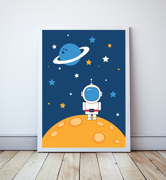obrazy i plakaty do pokoju dziecięcego Plakat Astronauta z serii Kosmos
