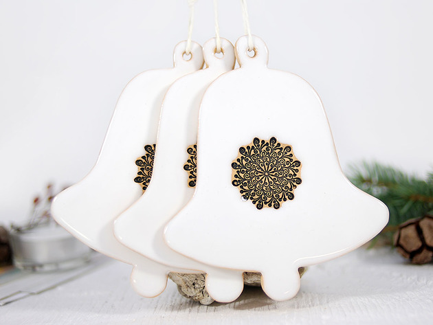 1 duży ceramiczny dzwonek choinkowy 10FingersArt