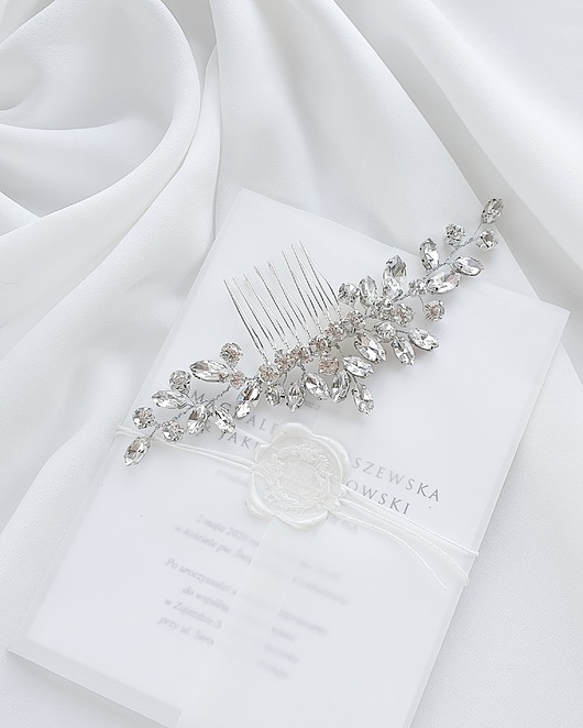 Ślubne ozdoby do włosów Kryształowy grzebień ślubny - silver sparkle
