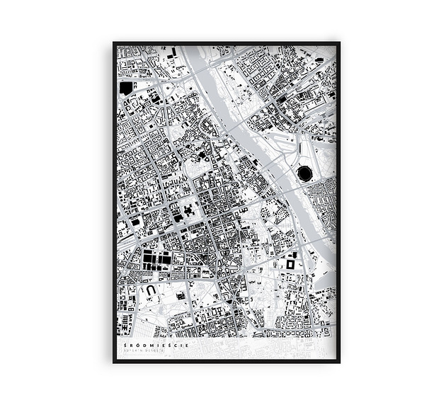 plakaty Plakat Mapa Śródmieścia, dzielnice Warszawy