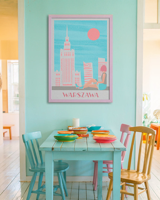 plakaty Plakat Warszawa - panorama miasta i Pałac Kultury