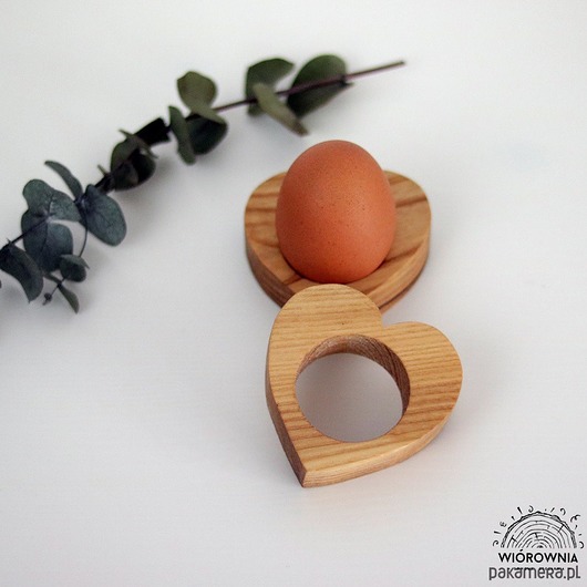 dodatki - różne Drewniana podstawka pod jajko - SERCE komplet 2szt