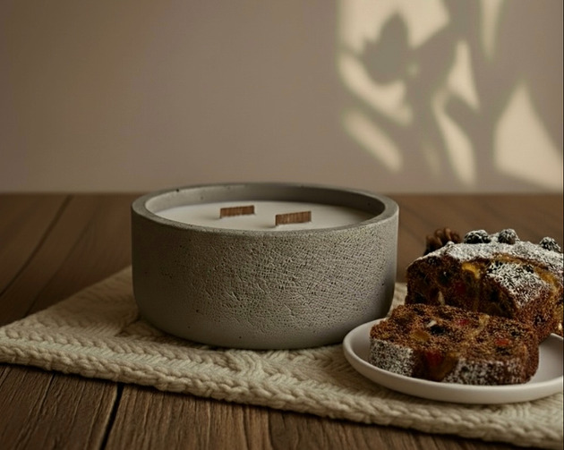 świeczniki i świece Świąteczna świeca sojowa z drewnianym knotem CHRISTMAS CAKE, 215 ml