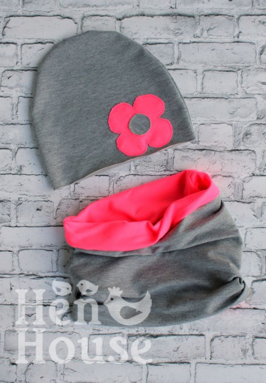 Komplet Flower czapka + komin  henhouse