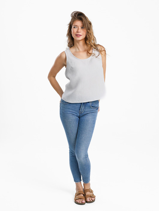 topy damskie Lniany top WILLOW light gray