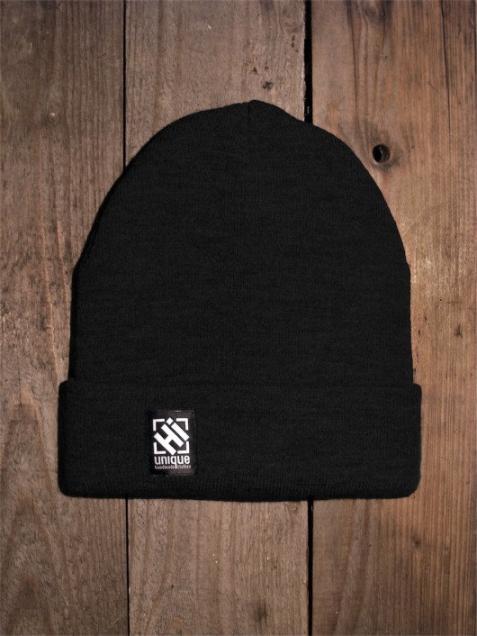 Czapka beanie, podwijana Czarna Hi everybody