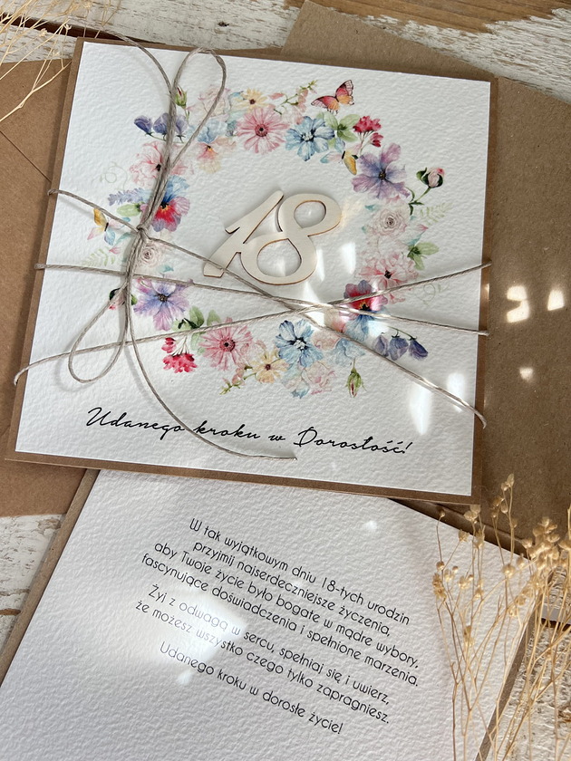 kartki scrapbooking Wyjątkowa ręcznie robiona kartka na 18-ste urodziny, osiemnastka, pomysł na p