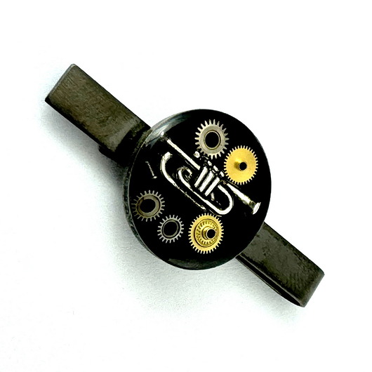 spinki do mankietów SPINKA DO KRAWATA - dla muzyka - trąbka (black) handmade