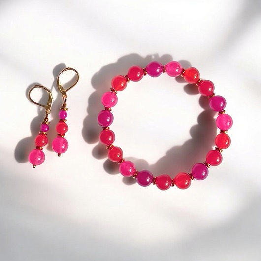 komplet biżuterii RAZEM TANIEJ! summer energy : bransoletka i kolczyki : jadeit IV