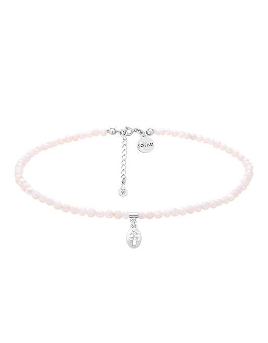 Srebrny choker z pereł naturalnych i muszelką SOTHO