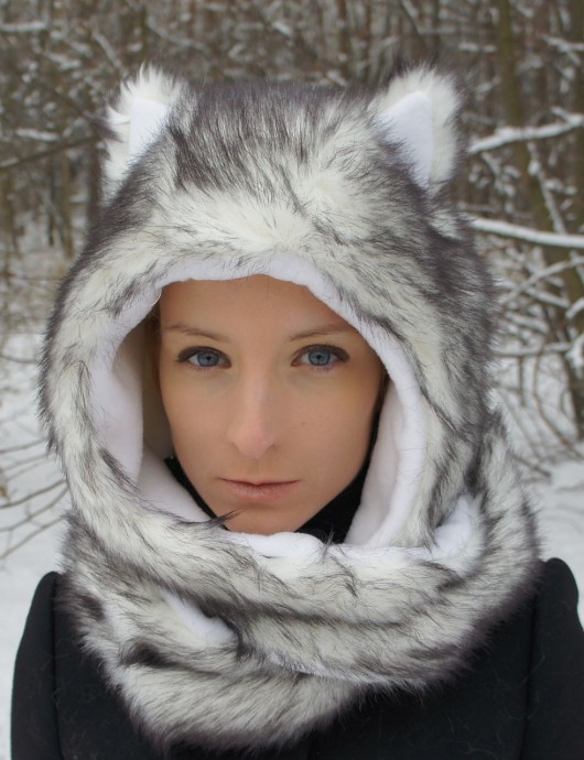 Whitewoof Luna czapka kaptur wilk futro polar WhiteWoof