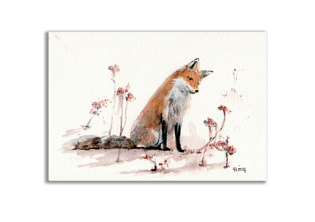 grafiki i ilustracje Obraz ręcznie malowany "Lisek"