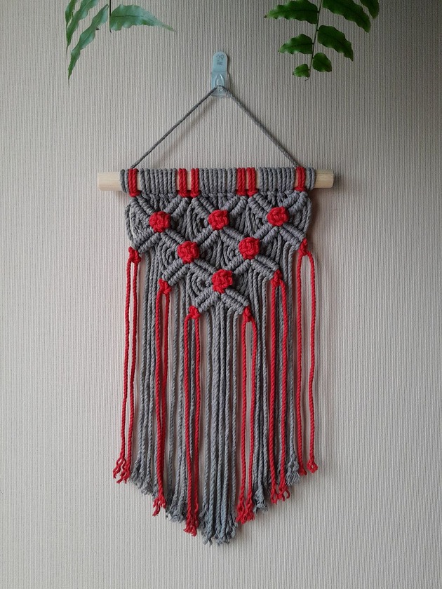 makramy Makrama wisząca ozdoba wnętrza. Dwa kolory