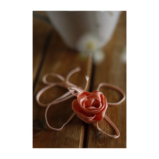 chokery Brzoskwiniowy mini  jedwabny choker