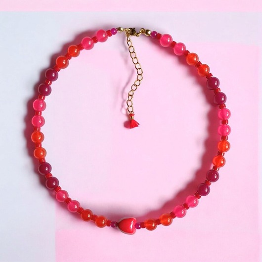 chokery Choker : energy : summer collection : jadeit i ceramiczne serduszko