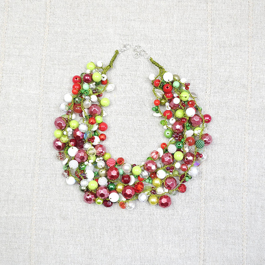 kolie 6969 Wielobarwny Naszyjnik Maxi Czerwony, Zielony, Biały