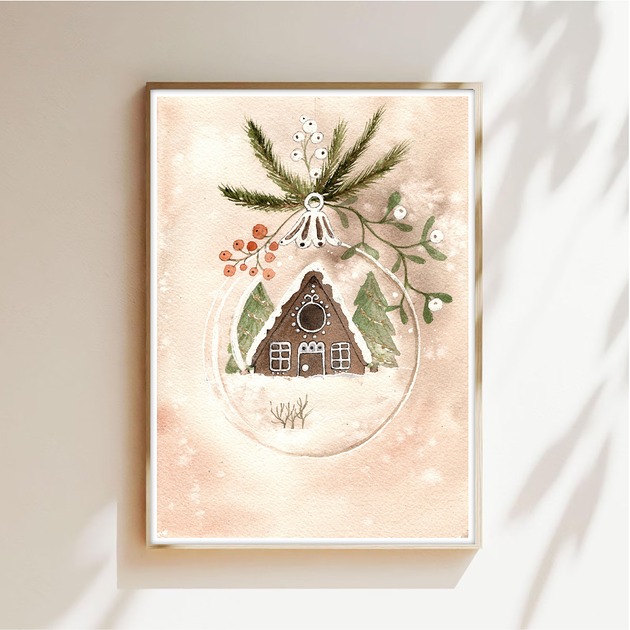obrazy Oryginalna akwarela. Piernikowy domek A5