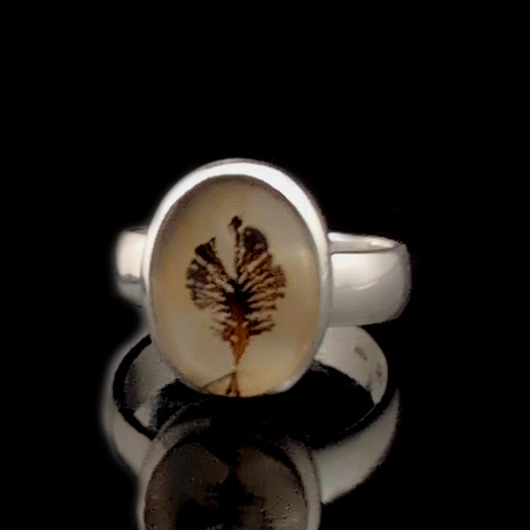 pierścionki srebrne Pierścionek pejzaż agatu montana