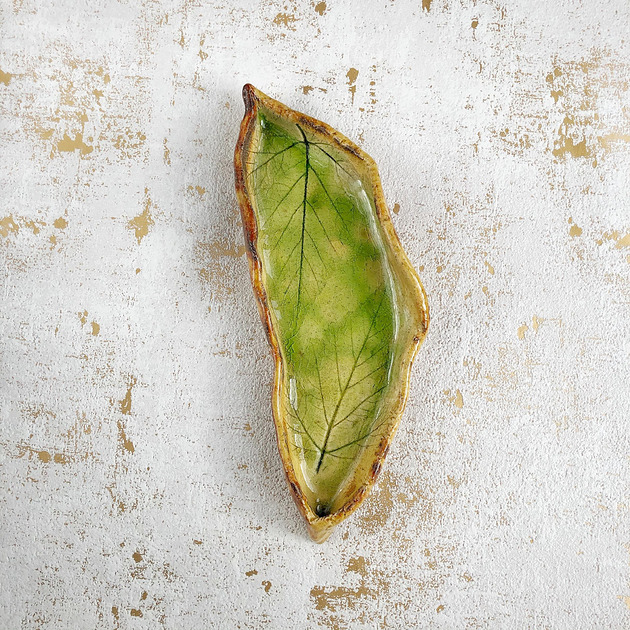 pojemniki na biżuterię Talerzyk ceramiczny liść na biżuterię