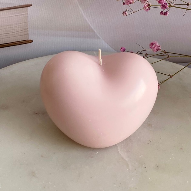świeczniki i świece Świeca ekologiczna sojowa dekoracyjna "Sweet Heart" 60x80mm różowa