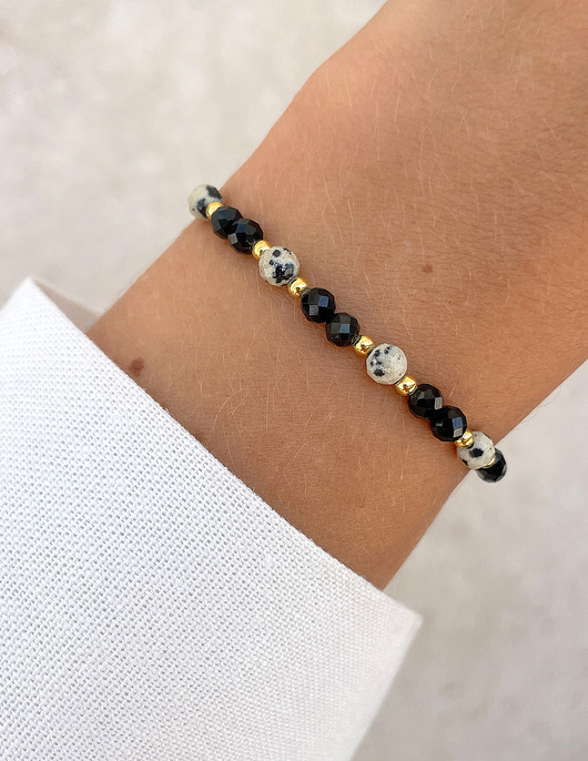 bransoletki z kamieni naturalnych Talizman - czarny turmalin, jaspis dalmatyński, hematyt