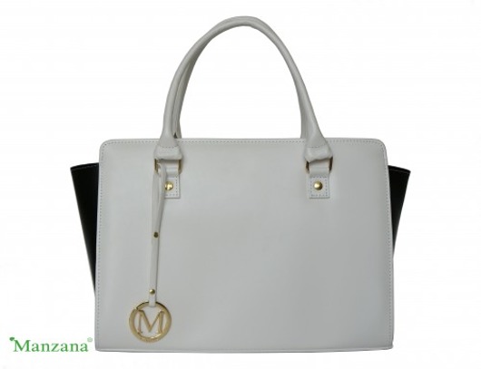 torebki do ręki BESTSELLER SZTYWNA TOREBKA KUFEREK TRAPEZ biała